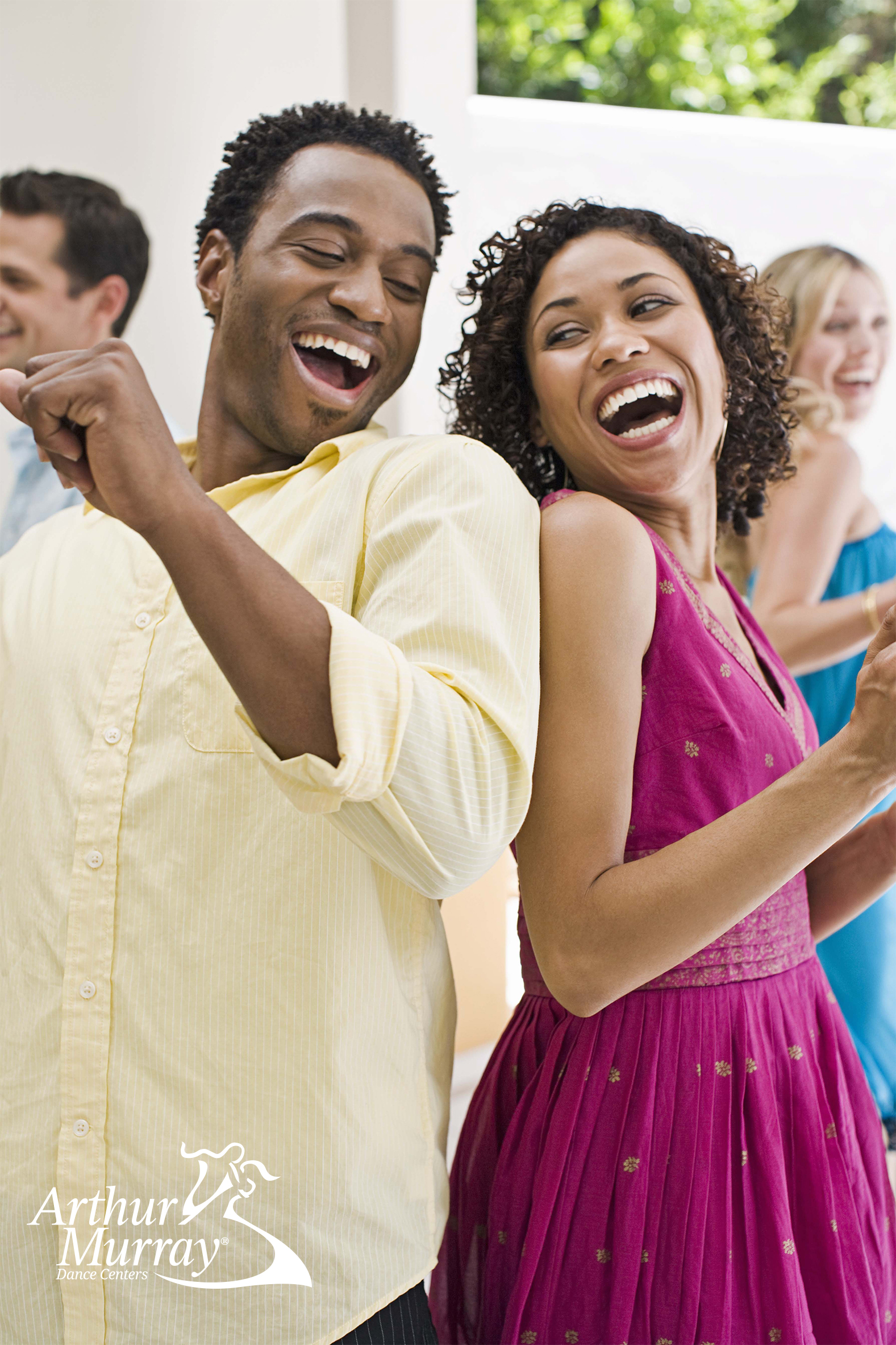 Couple dancing at party